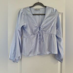 Abercrombie & Fitch Lavender Tie-Front Blouse